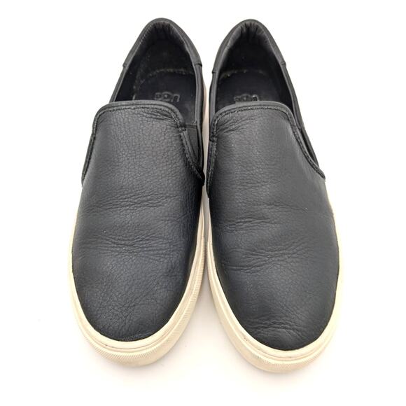 UGG Australia Jass Women's Leather Slip-On Sneakers Black/White Size US8 EU39 - Picture 3 of 12